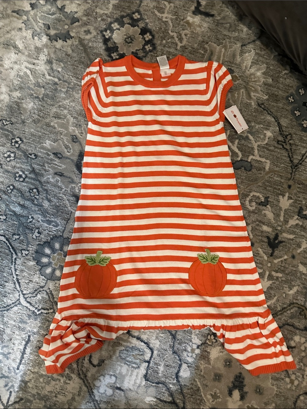 Girls' Orange and White Striped Pumpkin Dress — Kids Halloween Costume